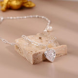 925 Sterling Silver Heart Choker Necklace Sparkling Vintage Jewelry Gift