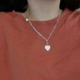925 Sterling Silver Heart Choker Necklace Sparkling Vintage Jewelry Gift