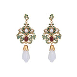 Enamel Flower Drop Earrings Chinese Style Jewelry