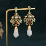 Enamel Flower Drop Earrings Chinese Style Jewelry
