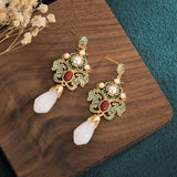 Enamel Flower Drop Earrings Chinese Style Jewelry