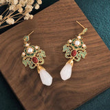 Enamel Flower Drop Earrings Chinese Style Jewelry