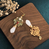 Enamel Flower Drop Earrings Chinese Style Jewelry