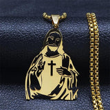Stainless Steel Catholic Jesus Cross Pendant Necklace