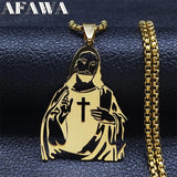 Stainless Steel Catholic Jesus Cross Pendant Necklace