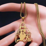 Stainless Steel Catholic Jesus Cross Pendant Necklace