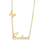 Custom Name Butterfly Pendant Necklace - Stainless Steel