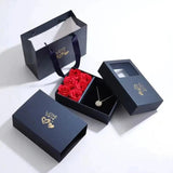 Lucky 4-Leaf Clover Necklace with Rose Charm
