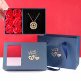 Lucky 4-Leaf Clover Necklace with Rose Charm