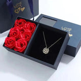 Lucky 4-Leaf Clover Necklace with Rose Charm