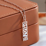 Kinel Square Wide Pendant Necklace 585 Rose Silver Mix Boho Long Necklace