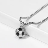 Stainless Steel 3D Soccer Football Charm Pendant Necklace for Men Boys Fans