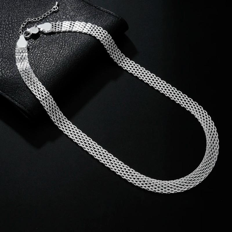 925 Sterling Silver Net Chain Necklace for Women Wedding