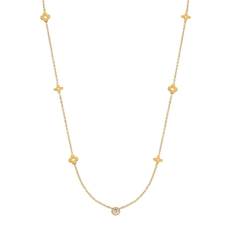 316l Stainless Steel Zircon Flowers Necklace for Women