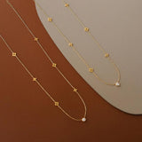 316l Stainless Steel Zircon Flowers Necklace for Women