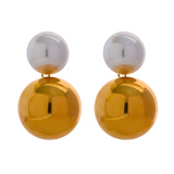 Stylish 20mm Stainless Steel Round Ball Drop Earrings