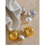 Stylish 20mm Stainless Steel Round Ball Drop Earrings