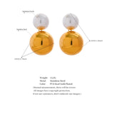 Stylish 20mm Stainless Steel Round Ball Drop Earrings