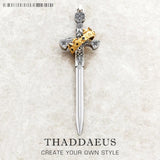 Large Sword With Crown Pendant 925 Sterling Silver Jewelry