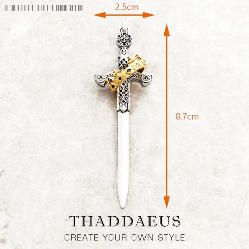 Large Sword With Crown Pendant 925 Sterling Silver Jewelry