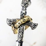 Large Sword With Crown Pendant 925 Sterling Silver Jewelry