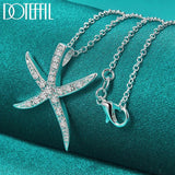 925 Silver Zircon Sea Star Pendant Necklace 16-30 Chain Wedding Jewelry
