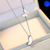 Dainty Butterfly CZ 925 Silver Necklace for Women