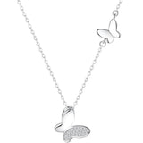 Dainty Butterfly CZ 925 Silver Necklace for Women