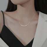 925 Sterling Silver INS Smile Square Pipe Box Chain Necklace For Women