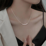 925 Sterling Silver INS Smile Square Pipe Box Chain Necklace For Women