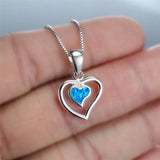 Fire Opal Heart Pendant Necklace 925 Silver Birthstone Gift