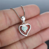 Fire Opal Heart Pendant Necklace 925 Silver Birthstone Gift