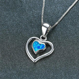 Fire Opal Heart Pendant Necklace 925 Silver Birthstone Gift