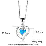 Fire Opal Heart Pendant Necklace 925 Silver Birthstone Gift