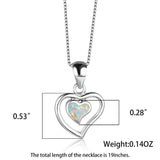 Fire Opal Heart Pendant Necklace 925 Silver Birthstone Gift