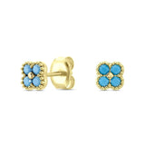 925 Silver Turquoise Flower Jewelry Set for Women