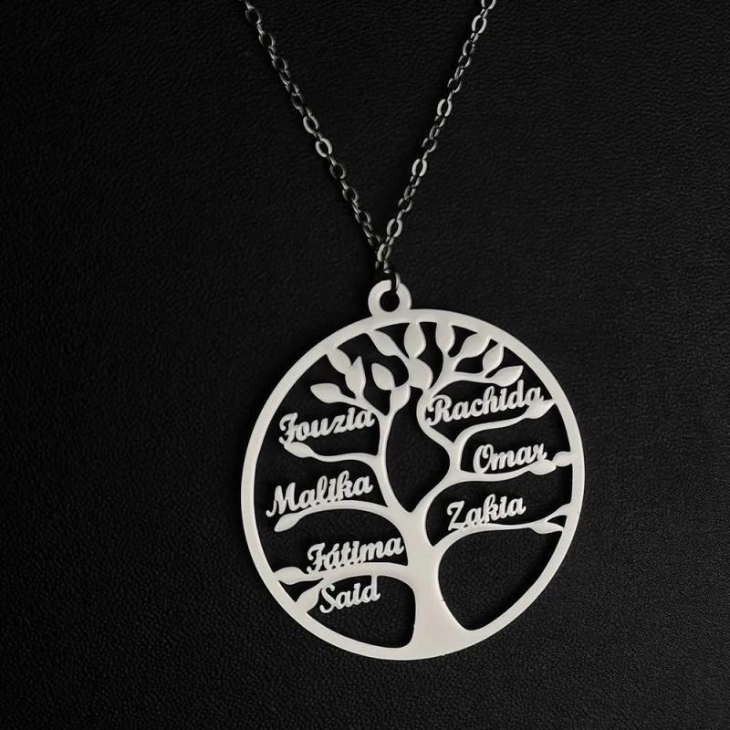 Family Tree Necklace Stainless Steel Pendant