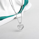 925 Sterling Silver Necklace Ladies Double Layers Necklace Circle Shape