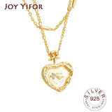 925 Sterling Silver Necklace Ladies Double Layers Necklace Circle Shape