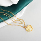 925 Sterling Silver Necklace Ladies Double Layers Necklace Circle Shape