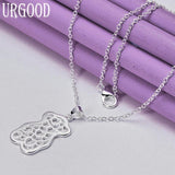 925 Silver Bear Pendant Necklace 16-30 Inch Chain Women Party