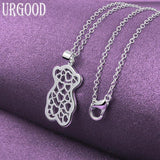 925 Silver Bear Pendant Necklace 16-30 Inch Chain Women Party