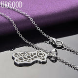 925 Silver Bear Pendant Necklace 16-30 Inch Chain Women Party