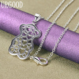 925 Silver Bear Pendant Necklace 16-30 Inch Chain Women Party