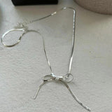 925 Silver Geometric Bow Necklace Women Engagement Jewelry