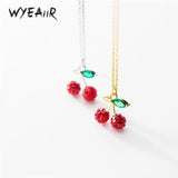 925 Silver Red Diamond Mini Cherry Necklace