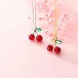 925 Silver Red Diamond Mini Cherry Necklace