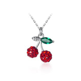 925 Silver Red Diamond Mini Cherry Necklace