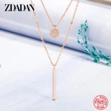 925 Silver Double Layer Necklace Chains for Women