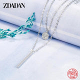 925 Silver Double Layer Necklace Chains for Women